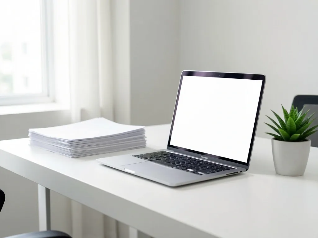 Organized desk with laptop and documents representing data handling practices